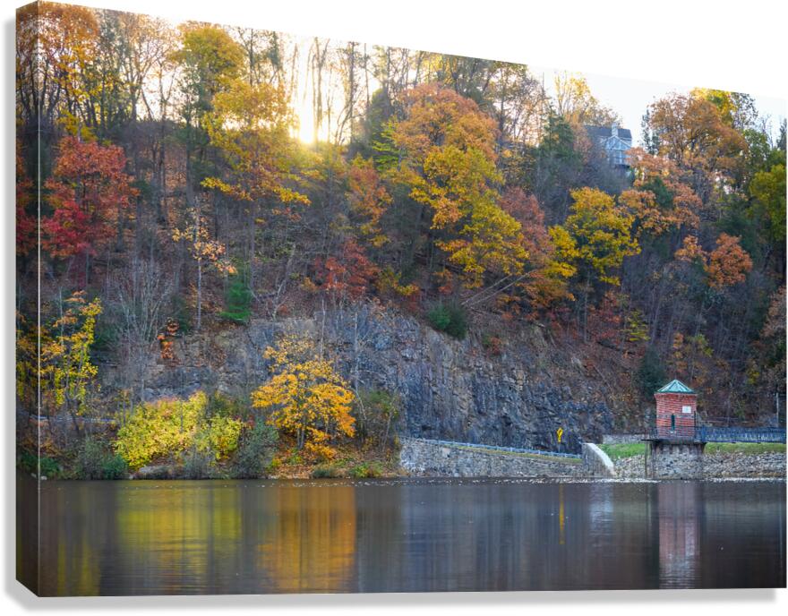 An autumn morning at the lake Canvas Print