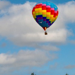 Hot Air Balloon Floating Over the Countryside