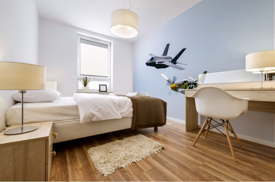 Heritage Flight - P-51D Mustang & F-35 Lightning II Mural print