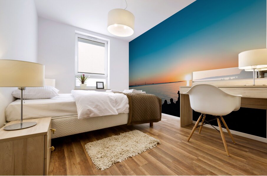 Sunset and the Mackinac Bridge Mural print