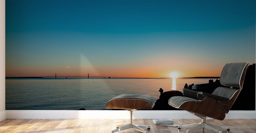 Sunset and the Mackinac Bridge Wall Murals
