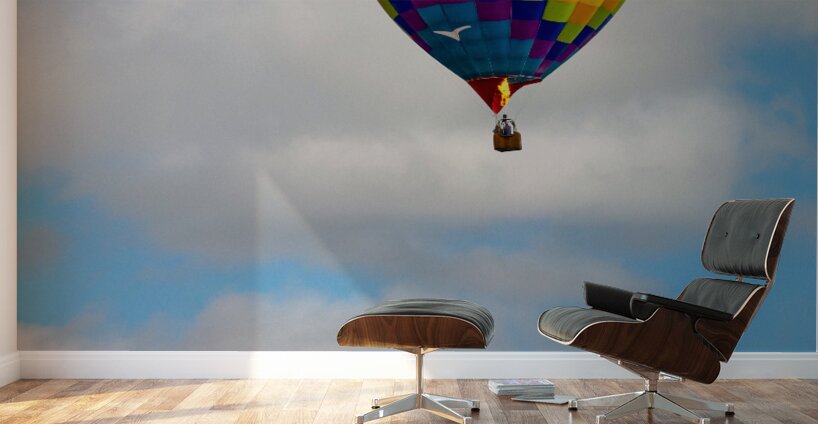 Hot Air Balloon Floating Over the Countryside Wall Murals