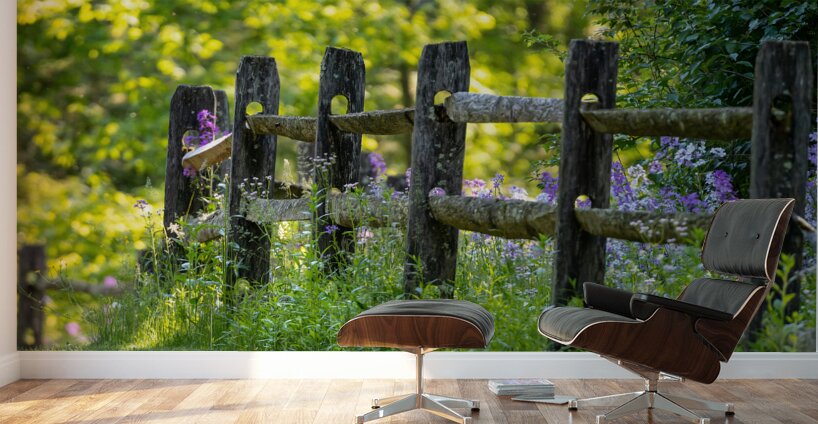 Fence and Flowers Wall Murals