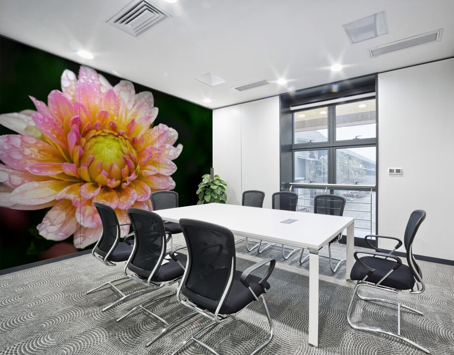 Dahlia and Raindrops Wall Printing