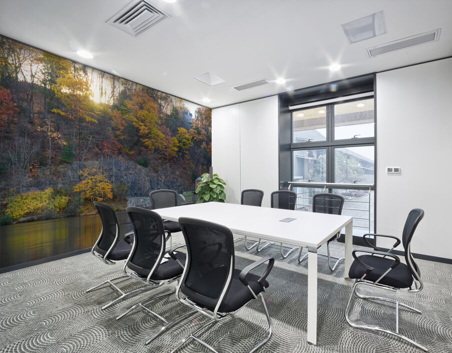 An autumn morning at the lake Wall Printing