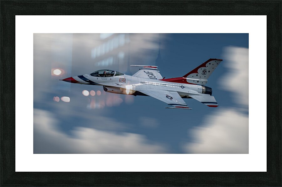 US Air Force F-16 Falcon - Thunderbirds Opposing Solo tears up the sky Picture Frame print