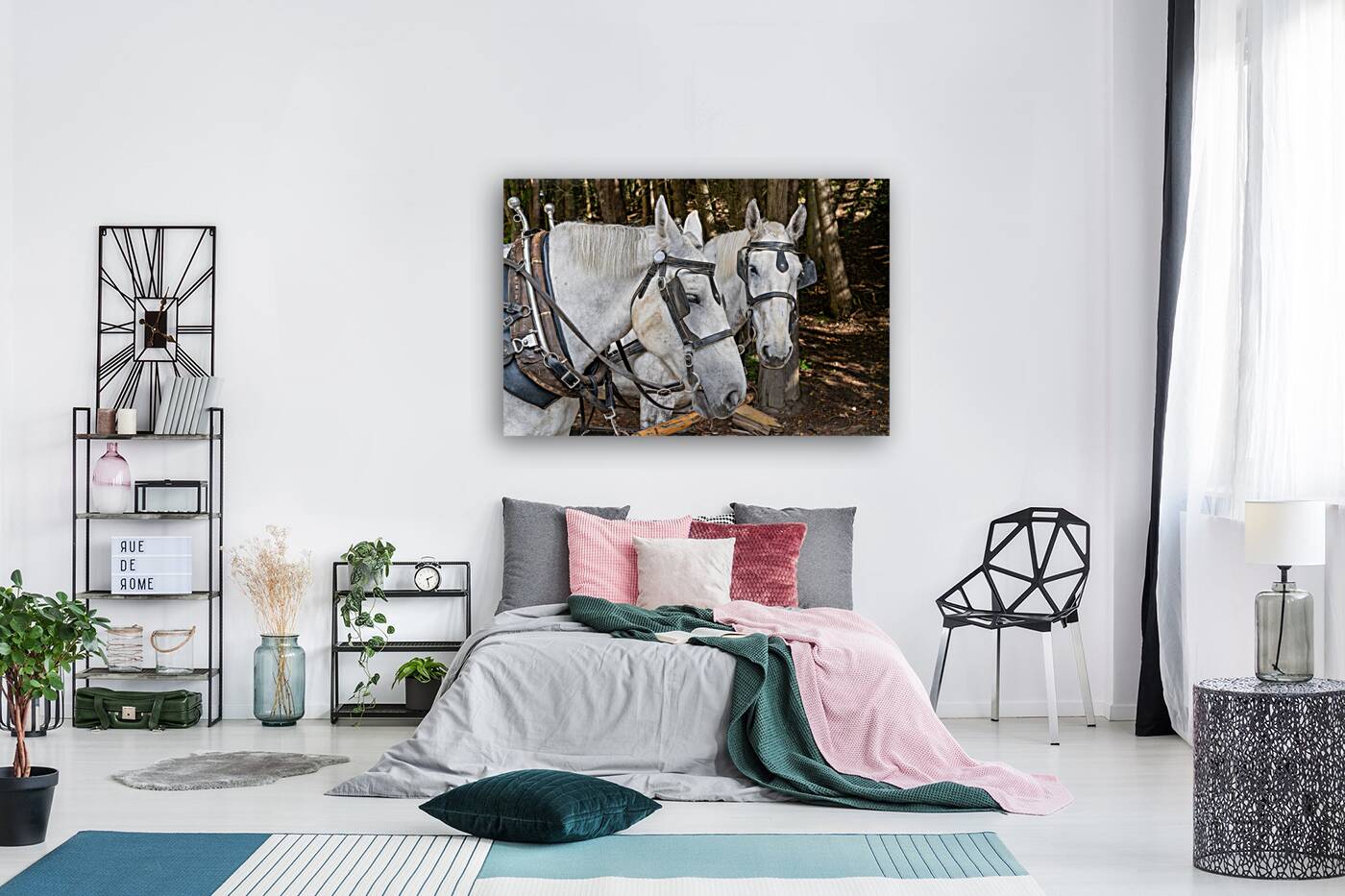 A pair of White Horses Reproduction