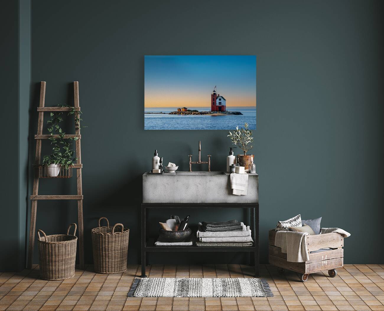 The Lighthouse near Mackinac Island Reproduction