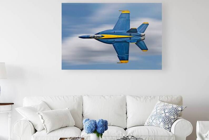 US Navy F-18 Super Hornet of the Blue Angels races across the sky by Pisarek Photography